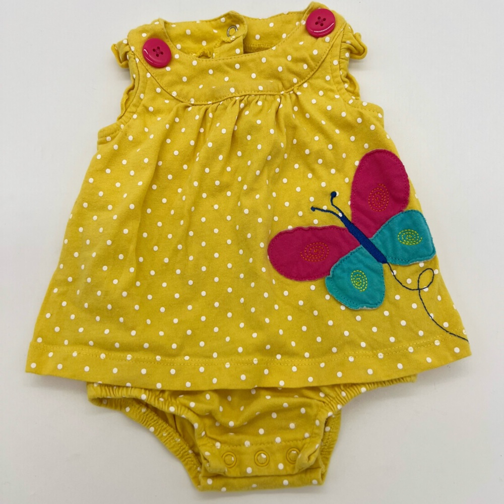 Carter's Baby Dress Girls Size 6 Months Yellow Polka Dot Butterfly